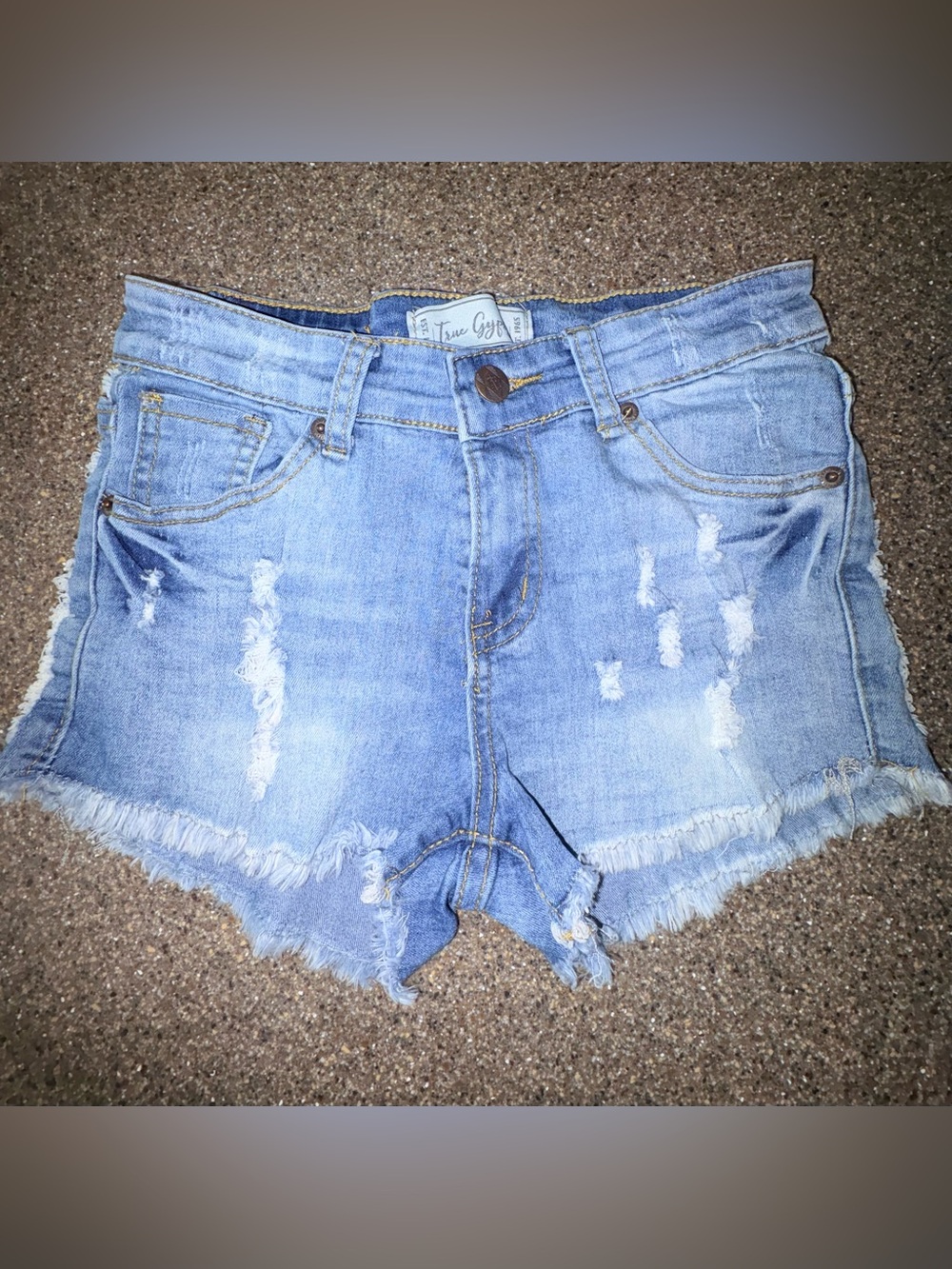 True Gypsy Distressed High-Rise Frayed Denim Jean Shorts - Size 3
